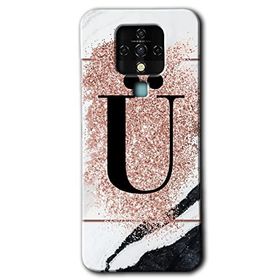 Tecno Camon 16 Pembe Mermer Desenli Ü Harfi Baskılı Uyumlu Silikon Kılıf