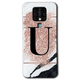 Tecno Camon 16 Pembe Mermer Desenli Ü Harfi Baskılı Uyumlu Silikon Kılıf