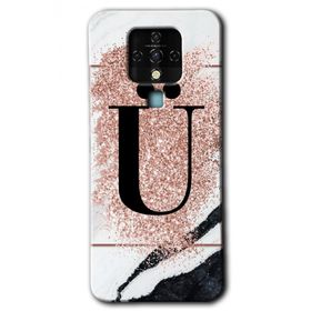 Tecno Camon 16 Pembe Mermer Desenli Ü Harfi Baskılı Uyumlu Silikon Kılıf