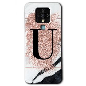 Tecno Camon 16 Pembe Mermer Desenli Ü Harfi Baskılı Uyumlu Silikon Kılıf