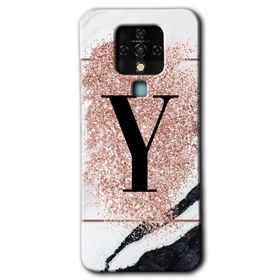 Tecno Camon 16 Pembe Mermer Desenli Y Harfi Baskılı Uyumlu Silikon Kılıf