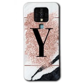 Tecno Camon 16 Pembe Mermer Desenli Y Harfi Baskılı Uyumlu Silikon Kılıf