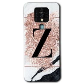 Tecno Camon 16 Pembe Mermer Desenli Z Harfi Baskılı Uyumlu Silikon Kılıf