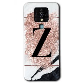 Tecno Camon 16 Pembe Mermer Desenli Z Harfi Baskılı Uyumlu Silikon Kılıf