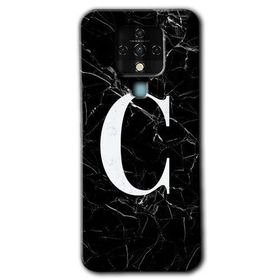 Tecno Camon 16 Siyah Mermer Desenli Ç Harfi Baskılı Uyumlu Silikon Kılıf