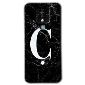 Tecno Camon 16 Siyah Mermer Desenli Ç Harfi Baskılı Uyumlu Silikon Kılıf