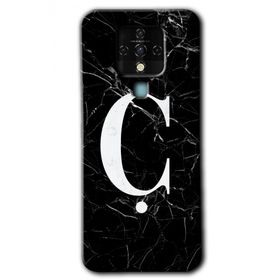 Tecno Camon 16 Siyah Mermer Desenli Ç Harfi Baskılı Uyumlu Silikon Kılıf