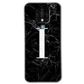 Tecno Camon 16 Siyah Mermer Desenli İ Harfi Baskılı Uyumlu Silikon Kılıf
