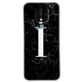 Tecno Camon 16 Siyah Mermer Desenli İ Harfi Baskılı Uyumlu Silikon Kılıf