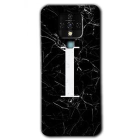 Tecno Camon 16 Siyah Mermer Desenli İ Harfi Baskılı Uyumlu Silikon Kılıf