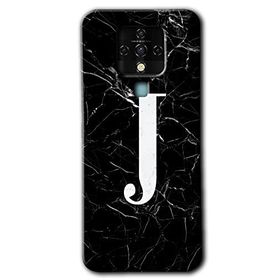 Tecno Camon 16 Siyah Mermer Desenli J Harfi Baskılı Uyumlu Silikon Kılıf