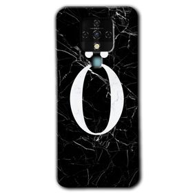 Tecno Camon 16 Siyah Mermer Desenli O Harfi Baskılı Uyumlu Silikon Kılıf