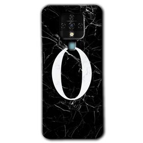 Tecno Camon 16 Siyah Mermer Desenli O Harfi Baskılı Uyumlu Silikon Kılıf