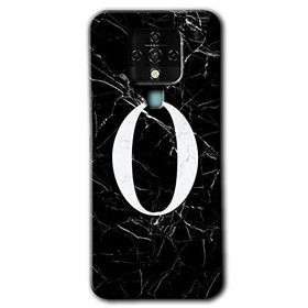 Tecno Camon 16 Siyah Mermer Desenli O Harfi Baskılı Uyumlu Silikon Kılıf