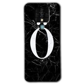 Tecno Camon 16 Siyah Mermer Desenli O Harfi Baskılı Uyumlu Silikon Kılıf
