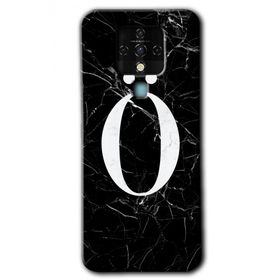 Tecno Camon 16 Siyah Mermer Desenli O Harfi Baskılı Uyumlu Silikon Kılıf