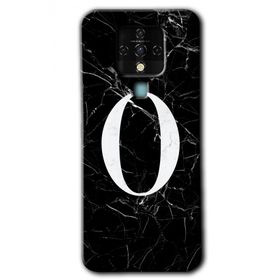 Tecno Camon 16 Siyah Mermer Desenli O Harfi Baskılı Uyumlu Silikon Kılıf