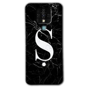 Tecno Camon 16 Siyah Mermer Desenli Ş Harfi Baskılı Uyumlu Silikon Kılıf