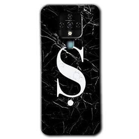Tecno Camon 16 Siyah Mermer Desenli Ş Harfi Baskılı Uyumlu Silikon Kılıf