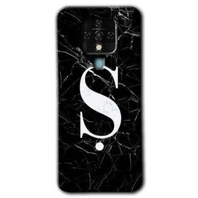 Tecno Camon 16 Siyah Mermer Desenli Ş Harfi Baskılı Uyumlu Silikon Kılıf