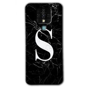 Tecno Camon 16 Siyah Mermer Desenli Ş Harfi Baskılı Uyumlu Silikon Kılıf