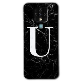Tecno Camon 16 Siyah Mermer Desenli Ü Harfi Baskılı Uyumlu Silikon Kılıf
