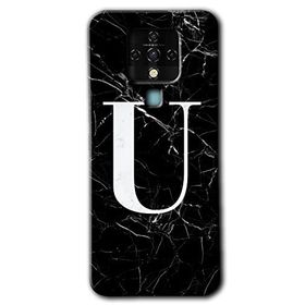 Tecno Camon 16 Siyah Mermer Desenli Ü Harfi Baskılı Uyumlu Silikon Kılıf