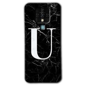 Tecno Camon 16 Siyah Mermer Desenli Ü Harfi Baskılı Uyumlu Silikon Kılıf