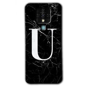 Tecno Camon 16 Siyah Mermer Desenli Ü Harfi Baskılı Uyumlu Silikon Kılıf