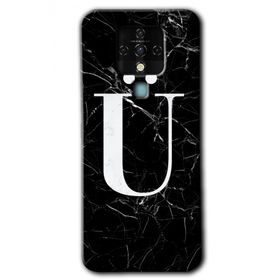 Tecno Camon 16 Siyah Mermer Desenli Ü Harfi Baskılı Uyumlu Silikon Kılıf