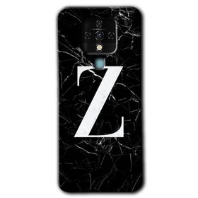 Tecno Camon 16 Siyah Mermer Desenli Z Harfi Baskılı Uyumlu Silikon Kılıf