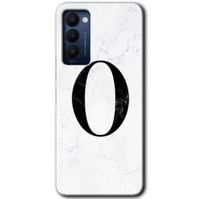 Tecno Camon 18 Beyaz Mermer Desenli Ö Harfi Baskılı Uyumlu Silikon Kılıf