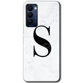 Tecno Camon 18 Beyaz Mermer Desenli Ş Harfi Baskılı Uyumlu Silikon Kılıf