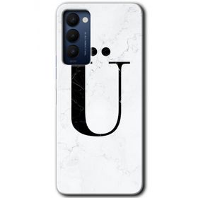 Tecno Camon 18 Beyaz Mermer Desenli Ü Harfi Baskılı Uyumlu Silikon Kılıf