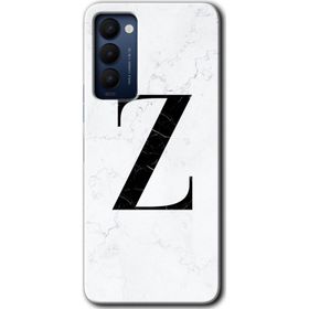 Tecno Camon 18 Beyaz Mermer Desenli Z Harfi Baskılı Uyumlu Silikon Kılıf