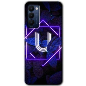 Tecno Camon 18 Dark Neon Yaprak U Harfi Baskılı Uyumlu Silikon Kılıf