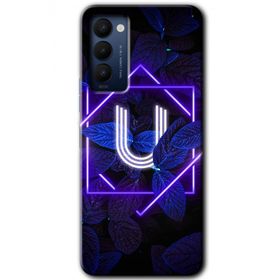 Tecno Camon 18 Dark Neon Yaprak U Harfi Baskılı Uyumlu Silikon Kılıf