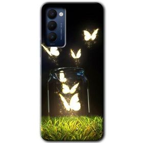 Tecno Camon 18 Işıklı Kelebekler Baskılı Uyumlu Silikon Kılıf