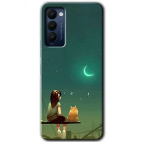 Tecno Camon 18 Kedili Kız Baskılı Uyumlu Silikon Kılıf
