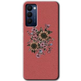 Tecno Camon 18 Mat Çiçek Baskılı Uyumlu Silikon Kılıf