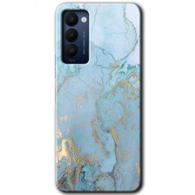 Tecno Camon 18 Mavi Gold Mermer Baskılı Uyumlu Silikon Kılıf