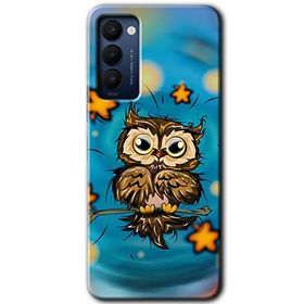 Tecno Camon 18 Owl Bird Stars Baskılı Uyumlu Silikon Kılıf