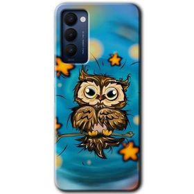 Tecno Camon 18 Owl Bird Stars Baskılı Uyumlu Silikon Kılıf
