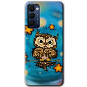 Tecno Camon 18 Owl Bird Stars Baskılı Uyumlu Silikon Kılıf