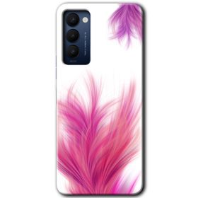 Tecno Camon 18 Pembe Tüy Baskılı Uyumlu Silikon Kılıf