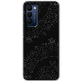 Tecno Camon 18 Siyah Mandala Baskılı Uyumlu Silikon Kılıf