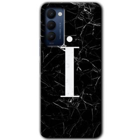 Tecno Camon 18 Siyah Mermer Desenli F Harfi Baskılı Uyumlu Silikon Kılıf