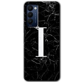 Tecno Camon 18 Siyah Mermer Desenli I Harfi Baskılı Uyumlu Silikon Kılıf