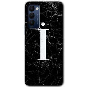 Tecno Camon 18 Siyah Mermer Desenli I Harfi Baskılı Uyumlu Silikon Kılıf