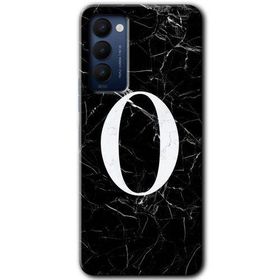 Tecno Camon 18 Siyah Mermer Desenli O Harfi Baskılı Uyumlu Silikon Kılıf
